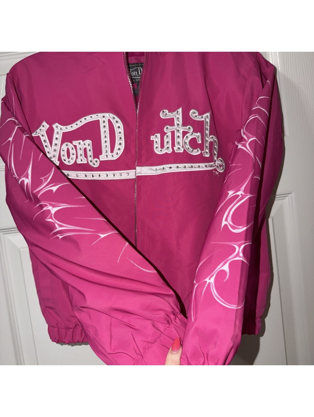 Von Dutch KIDS 10/12 Pink Windbreaker Rhinestone Jacket. - Picture 3 of 7